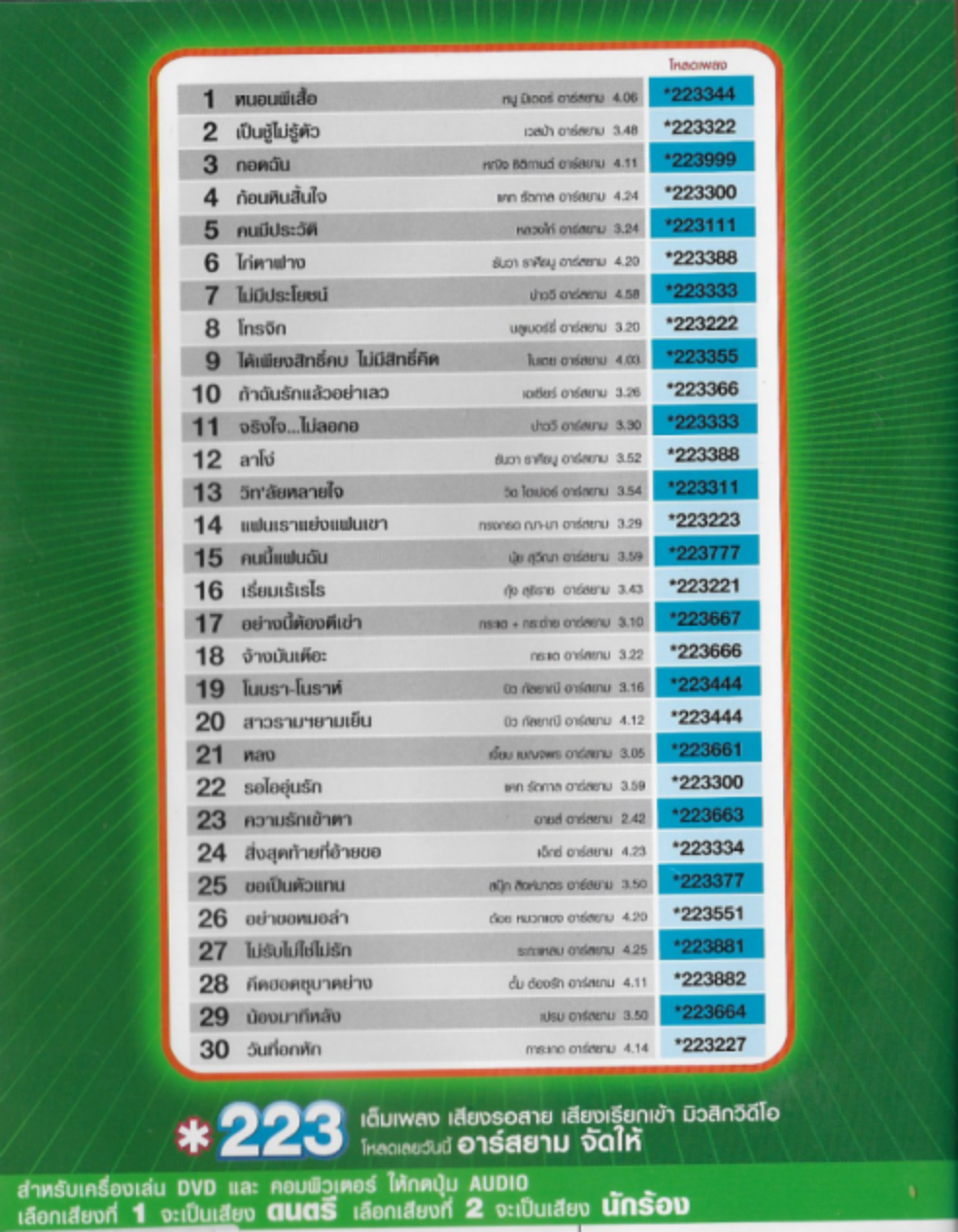 DVD Karaoke,Best of R Siam ชุด 3 รวมเพลงที่ดีที่สุด 30 เพลงฮิตจุใจ ร้องได้ทุกเพลง(ดีวีดี คาราโอเกะ)(2555)