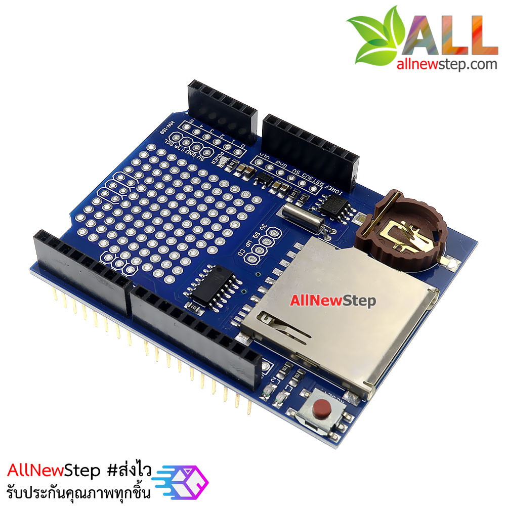 Data Logger Shield โมดูลบันทึกข้อมูลลง SD Card สำหรับ Arduino เฉพาะอุปกรณ์ไม่รวมถ่าน