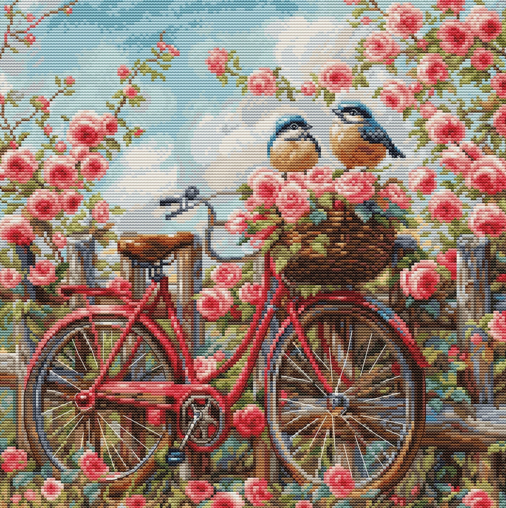 Luca-S ชุดปักครอสติช Bicycle with Roses