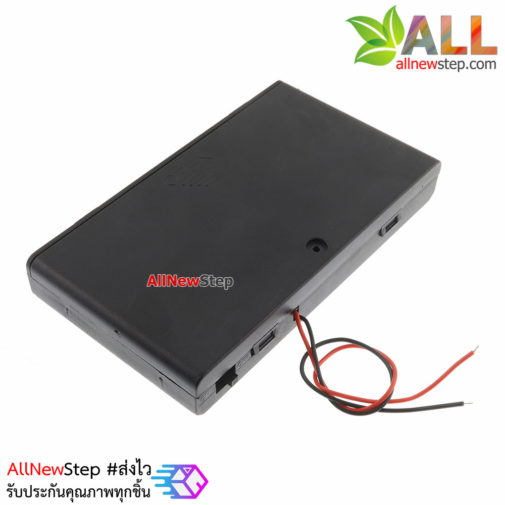 รางถ่าน AA 8 ก้อน 12V มีสวิตช์และฝาปิด