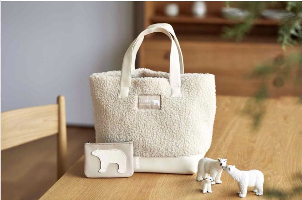 (มีกล่อง) kippis White Bear Boat Tote Bag & Mini Pouch กระเป๋าถือ และ กระเป๋าใบเล็ก