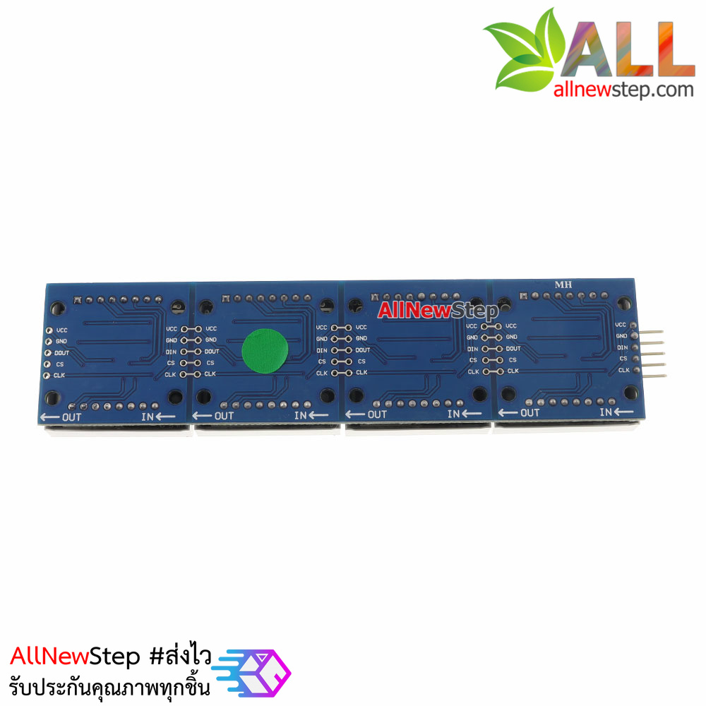 Green LED Matrix Driver MAX7219 IC Driver Module + LED Dot Matrix 8x8 1088AG ขนาด 32mm x 32mm 4 ชุด พร้อมสายไฟ จอสีเขียว