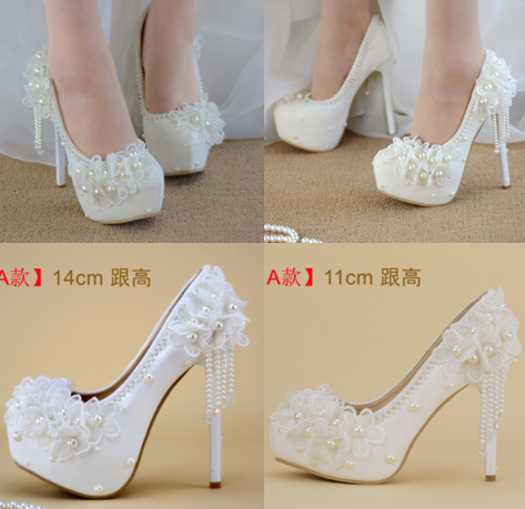 รองเท้าเจ้าสาวสีขาว ไซต์ 34-40 สูง 5.6 / 4.4 / 3.2 นิ้ว