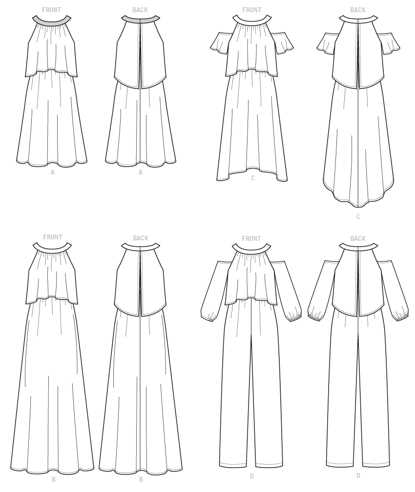 แพทเทิร์นตัดเดรส จั๊มสูท Butterick 6452 Size: 6-8-10-12-14 (อก 30.5-36 นิ้ว)