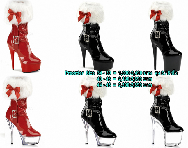 รองเท้าบูทซาต้าคลอสสีแดง/ดำ ไซต์ 34-46