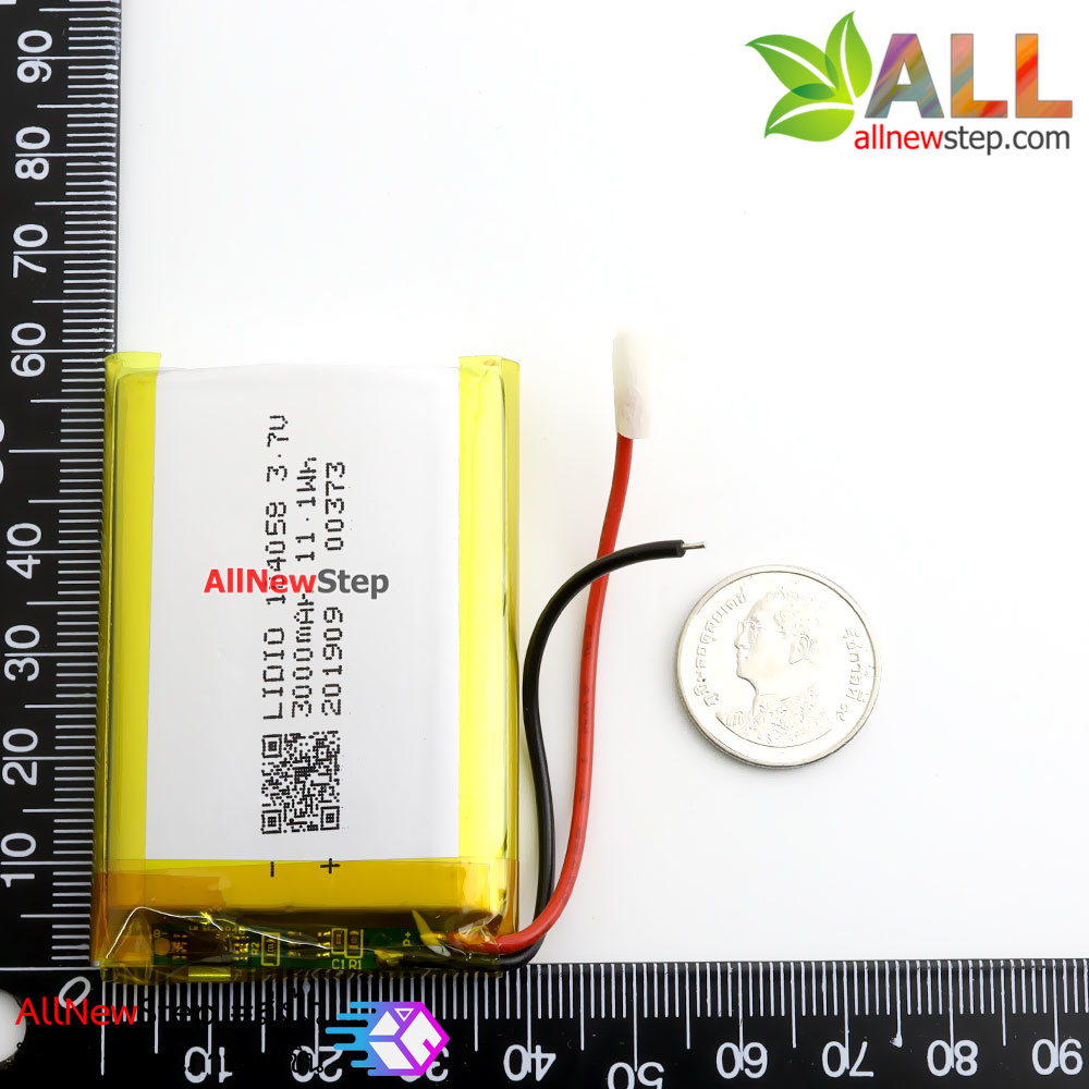 แบตเตอร์รี่ 3.7V 3000mAh polymer lithium battery 104058