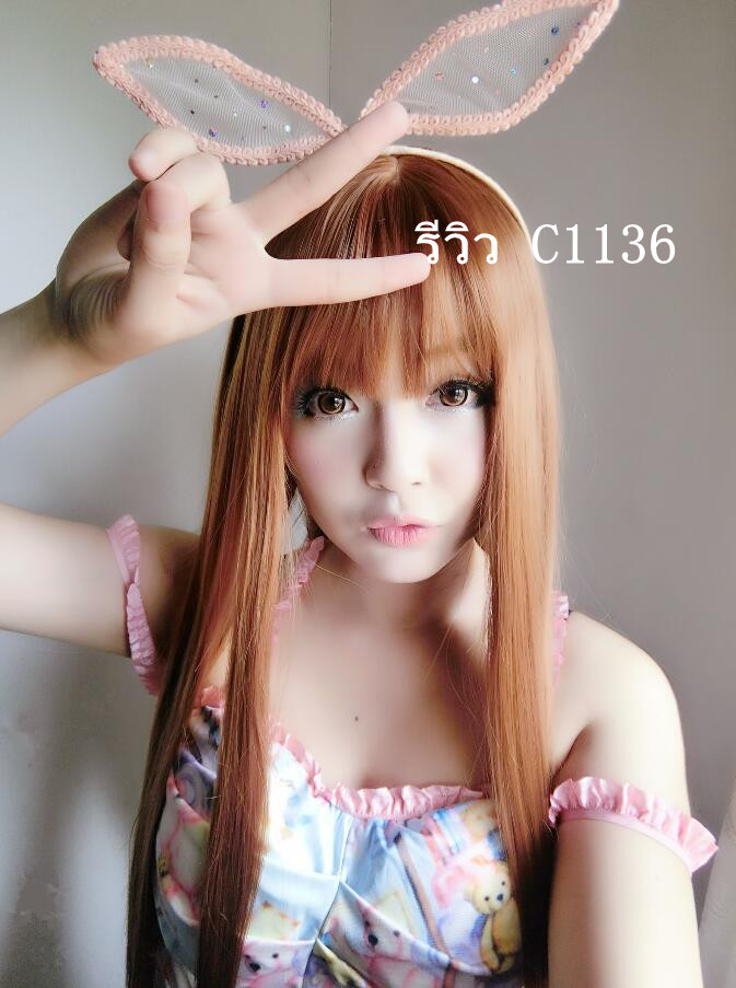 C1136 วิกผมยาว เเสกกลางเห็นหนังศรีษะ หน้าม้าบาง