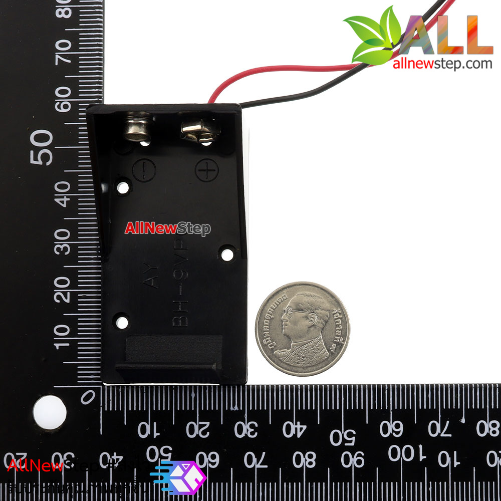 รางถ่าน 9V พร้อม Jack 5.5x2.5mm สำหรับ Arduino