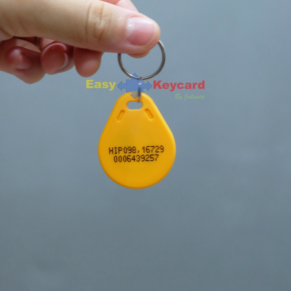 พวงกุญเเจคีย์การ์ด Keytag (Proximity 125Khz.) (เเบบหยดน้ำ ยี่ห้อ HIP ) สีเหลือง
