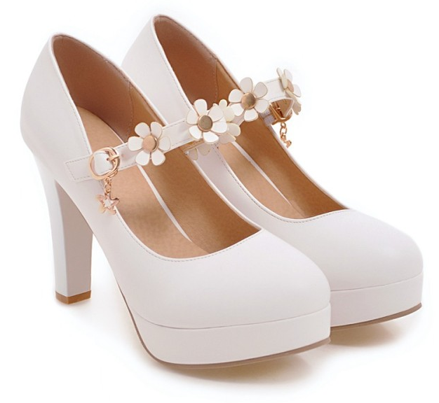 รองเท้าส้นสูงคัดชูน่ารักๆ ไซต์ 34-39 สีชมพู/ม่วง/ดำ/ขาว