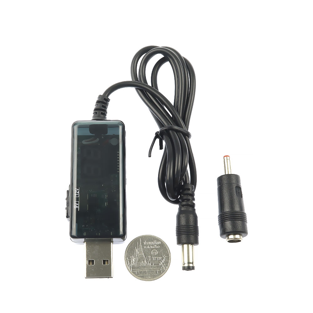 แหล่งจ่ายไฟ USB step up boost เป็น 9V 12V หัว DC Jack 5.5mm 3.5mm