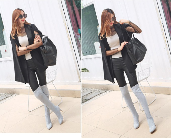 รองเท้าบูทยาวเลยเข่า ไซต์ 34-43 สีดำ/เหลือง/ชมพู/ม่วง/ชมพูอ่อน/ชมพูเข้ม