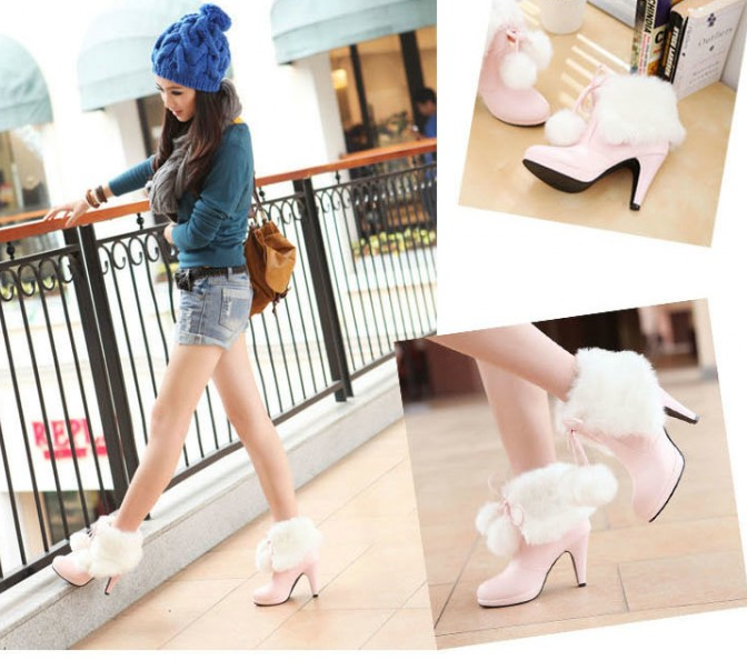 รองเท้าบูทน่ารักๆสีชมพู/ดำ/ขาว ไซต์ 34-43