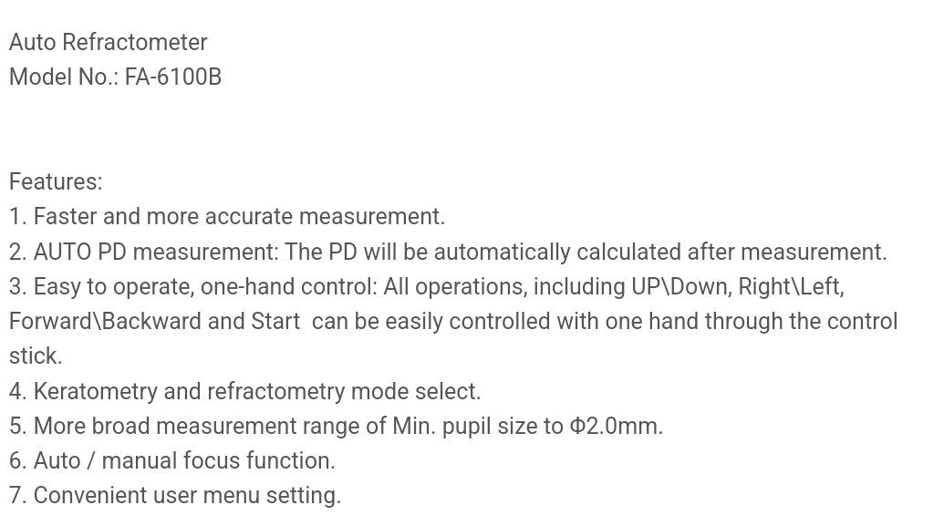 เครื่องวัดสายตา FA-6100B