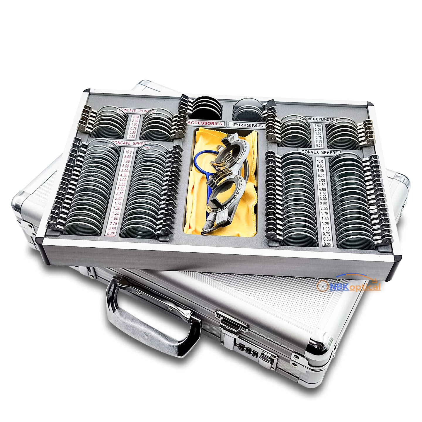 Trial lens set เลนส์เซ็ท ขอบโลหะ เลนส์กระจก (MT S) +-1000+ เฟรม+ครอส (ครอสจะมีการสลับสีเงิน กับ นํ้าเงิน*)