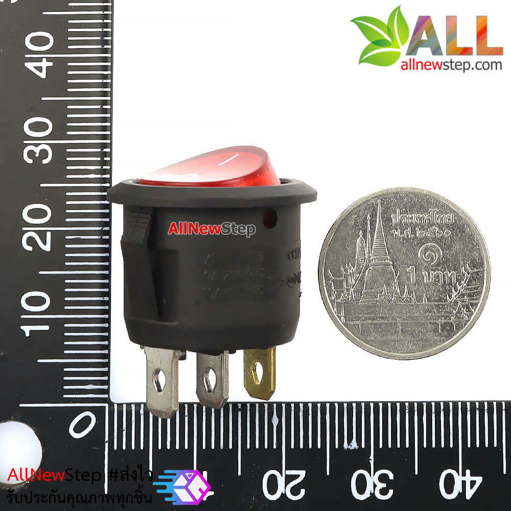 KCD1 สวิตช์สีแดง 3 ขา 250VAC 6A