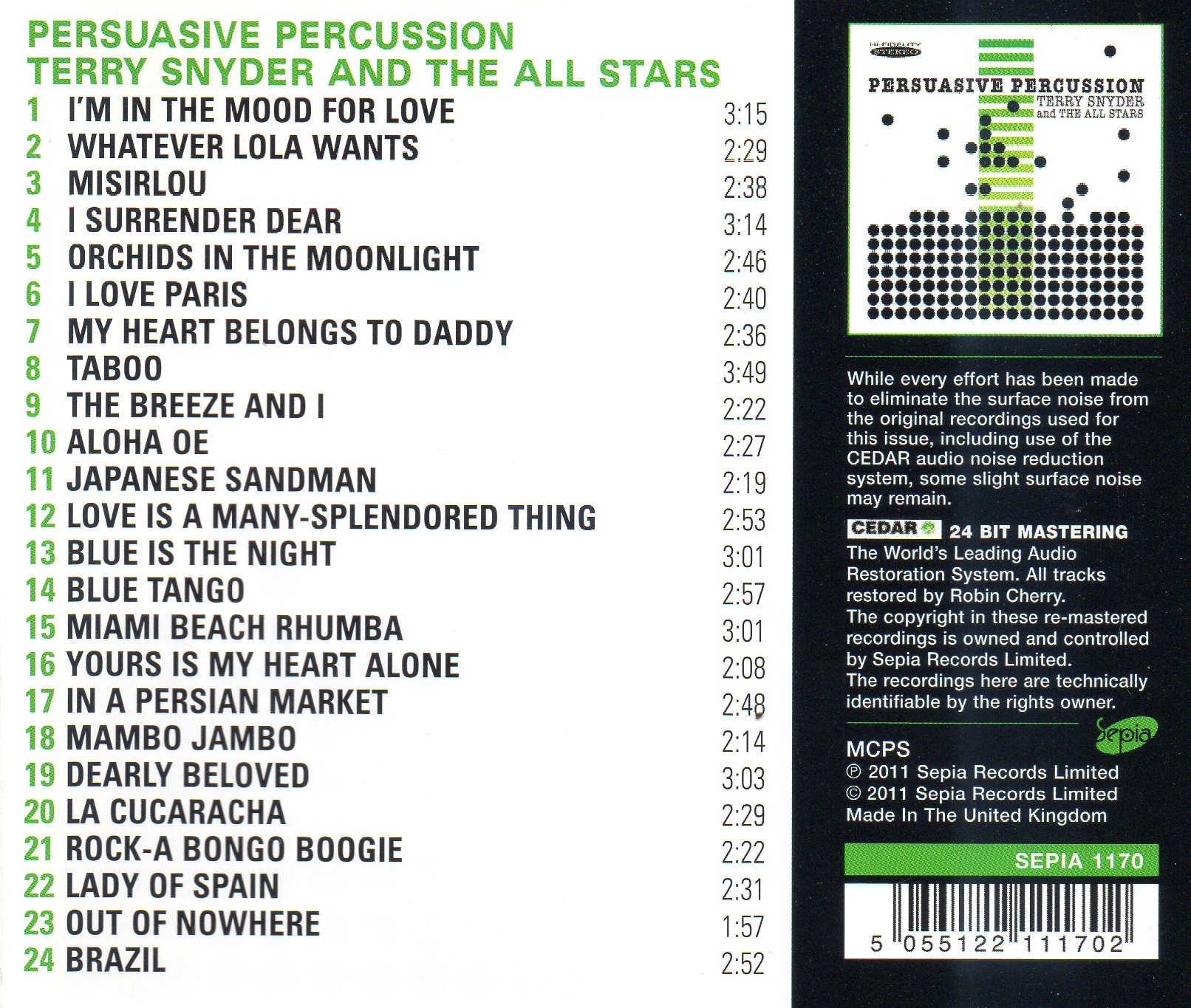 CD,Terry Snyder and the All Stars - Persuasive Percussion (24 Bit)(instrumental)(2011)(UK)