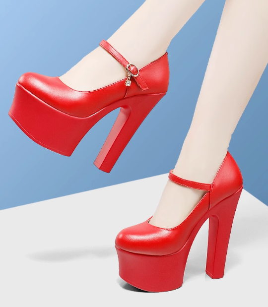 รองเท้าคัทชูส้นใหญ่ ไซส์ 34-43 สีเงิน/ทอง/ดำ/แดง/ขาว