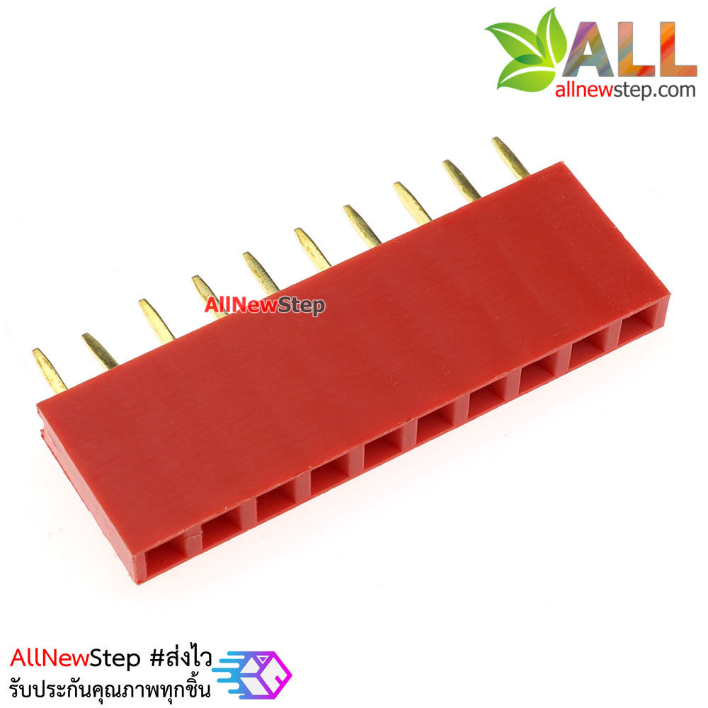 Pin header Female Header Single Row 2.54mm 10p Pin1x10 สีแดง