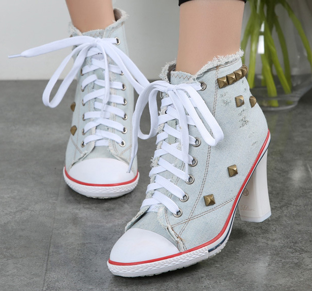 รองเท้าส้นสูง ไซต์ 34-40 สีฟ้าอ่อน ฟ้าเข้ม ขาว ดำ