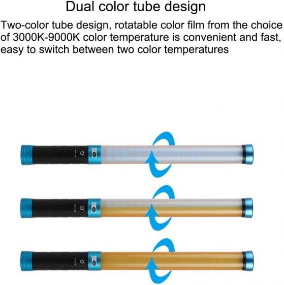Nicefoto Handheld Bi-Color RGB LED Light Wand TC-288 3000K-9000K Light Bar Magic Tube Light Luminous Flux 1400LM + Battery for Photography Lighting