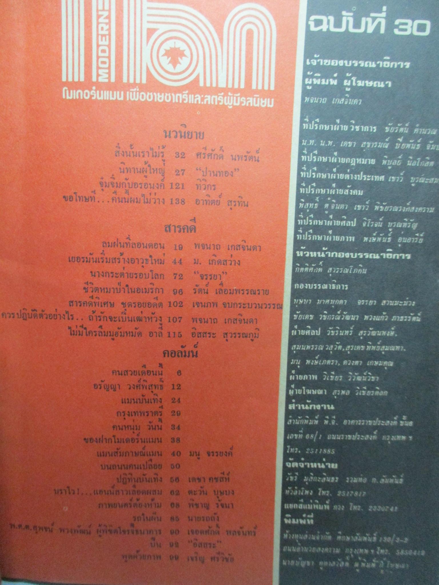 นิตยสารแมน ฉบับที่030 2521 มีโปสเตอร์ติดเล่ม