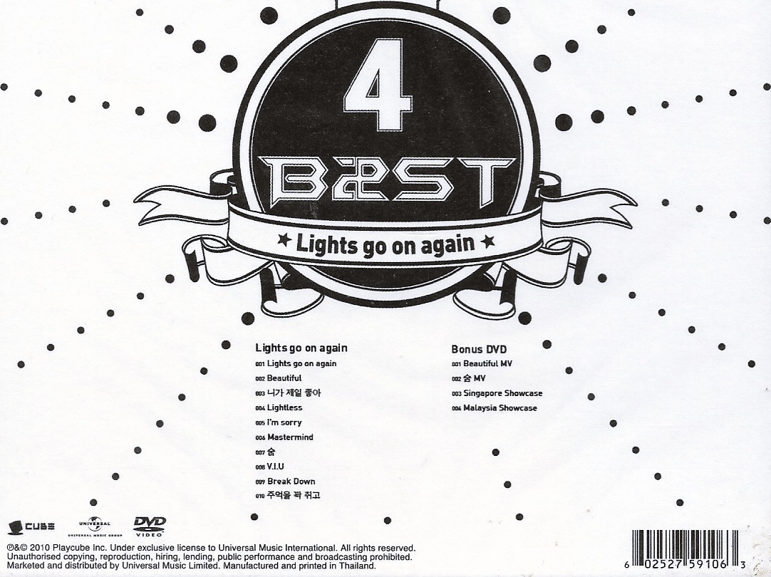 CD+DVD,Beast - Lights Go On Again (บีสท์) (Korean songs)(K-Pop)(2010)(Thai)