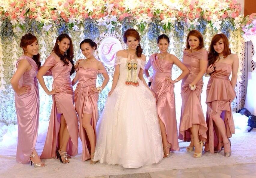 ชุดราตรียาว สีชมพูกะปิ 5 แบบ 5 สไตส์