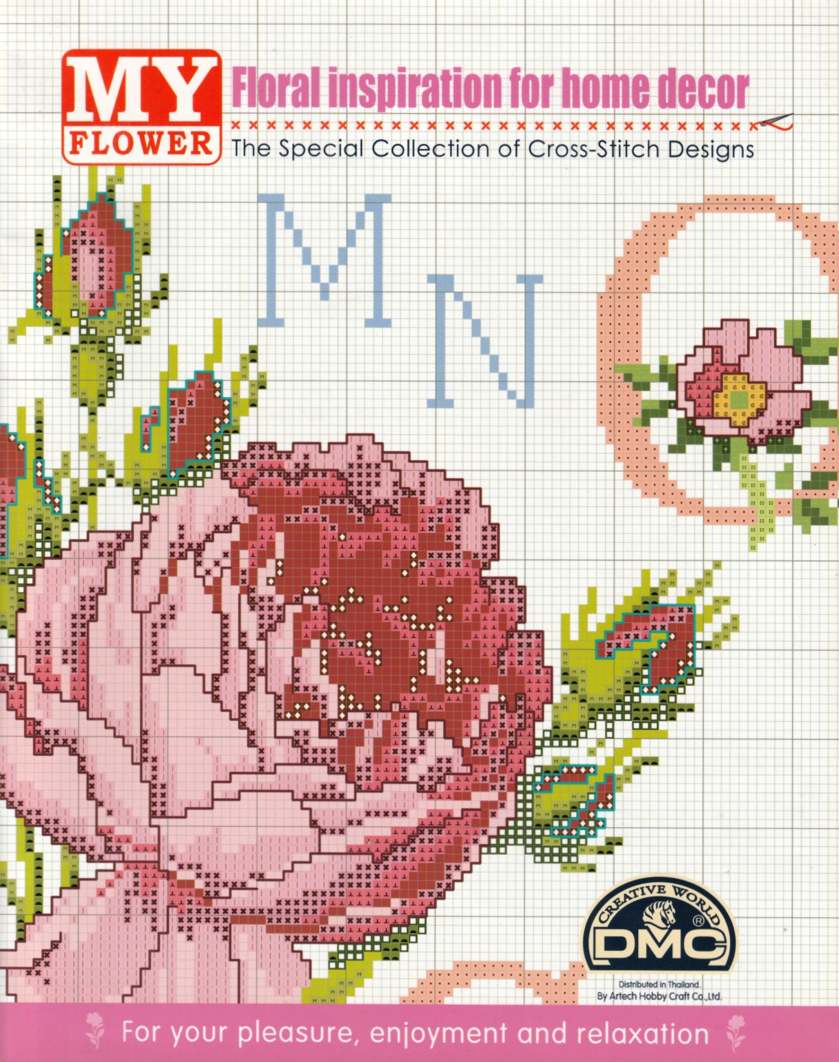 Pinn หนังสือลายปักครอสติช Flower Inspiration for Home Decor