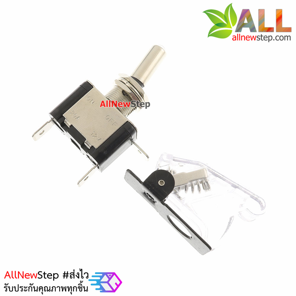 สวิตช์เปิด/ปิด ร็อกเกอร์สวิตช์ switch 3.3-12V 20A ฝาสีใส พร้อมไฟ LED สีขาว
