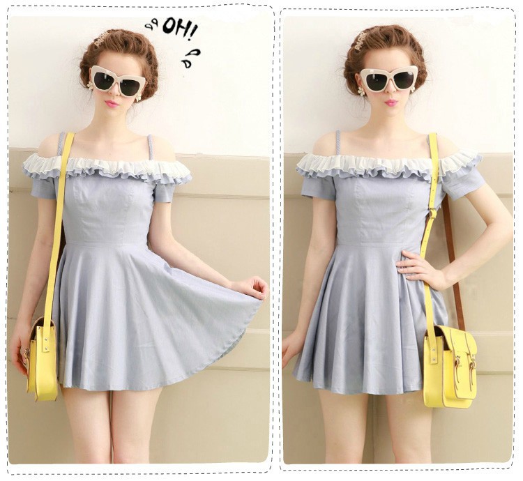 **หมดค่ะ**เดรสไหล่เสมออกตกแต่งด้วยระบายเทรนด์ใหม่สุดๆ