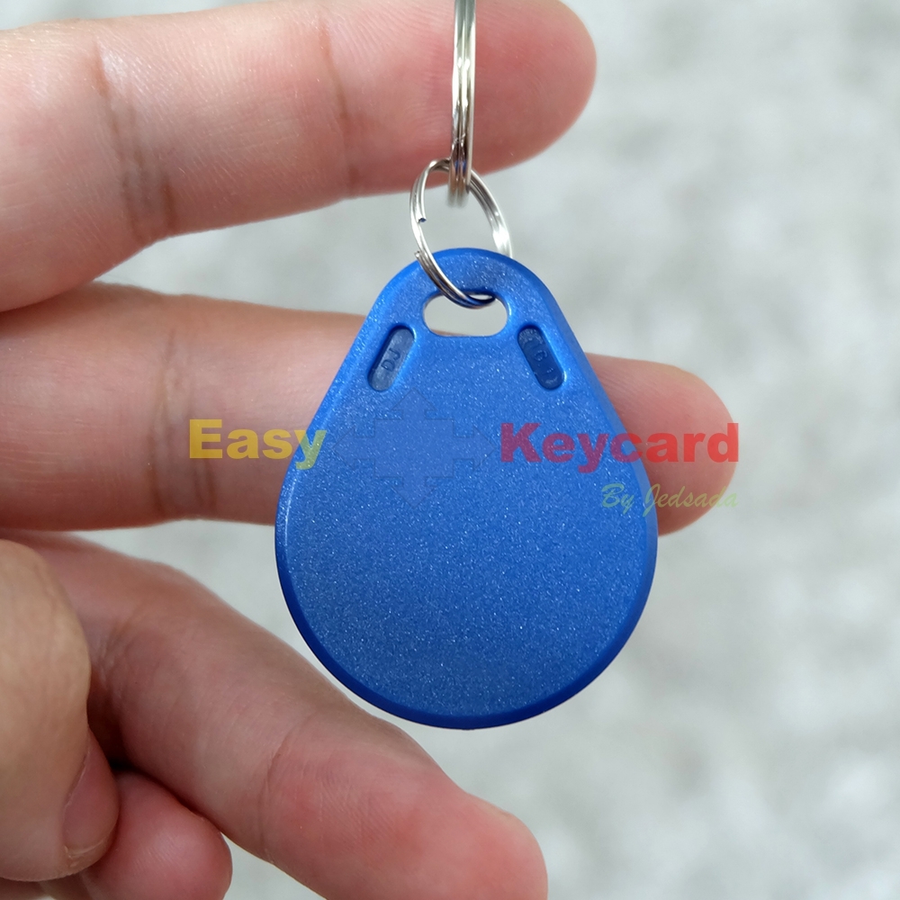พวงกุญเเจคีย์การ์ดKeytag ชนิด(read&write) (Proximity 125Khz.) เเบบหยดน้ำ สีน้ำเงิน (ใช้สำหรับเครื่อง Copy)