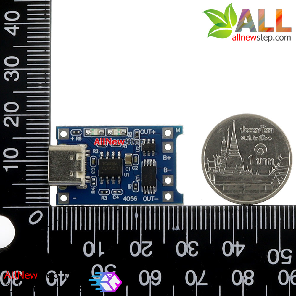 Charging Lithium battery module USB TYPE-C charger TP4056 1A วงจรชาร์ตแบต lithium 1A หัวต่อชาร์จไฟเข้าแบบ USB type C