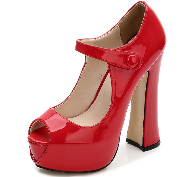 รองเท้าส้นสูงคัดชูเปิดหน้าส้นหนา ไซต์ 34-43 สีดำกำมะหยี่/ดำหนังเงา/แดงเงา/นู๊ดเงา/ลายเสือหนังกลับ