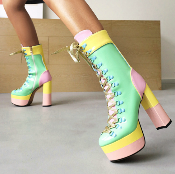 รองเท้าบูทสีพาสเทล ไซส์ 33-43 สีเหลือง/เขียว