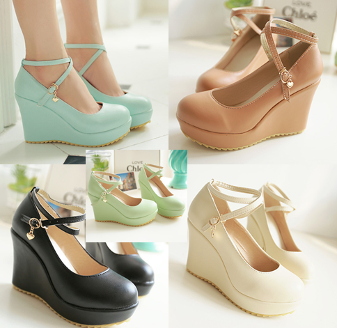 รองเท้าส้นเตารีดสายคาดหน้า ไซต์ 34-43 สีดำ/ครีม/เขียว/ฟ้า/น้ำตาล