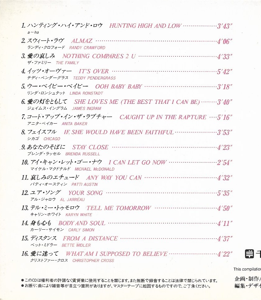 Used CD,Love Scene - Tear Drops (B)(Various Artists)(1993)(Japan)