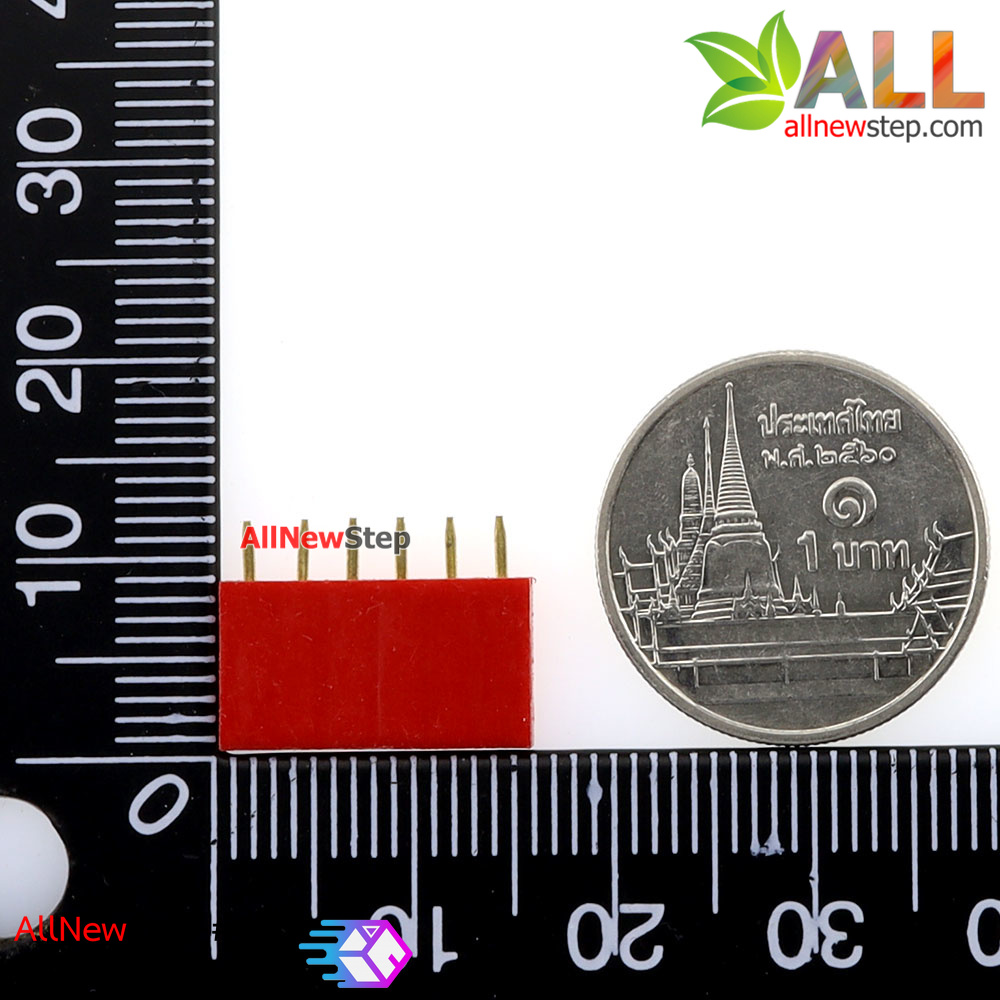 Pin header Female Header Single Row 2.54mm 6p Pin1x6 สีแดง