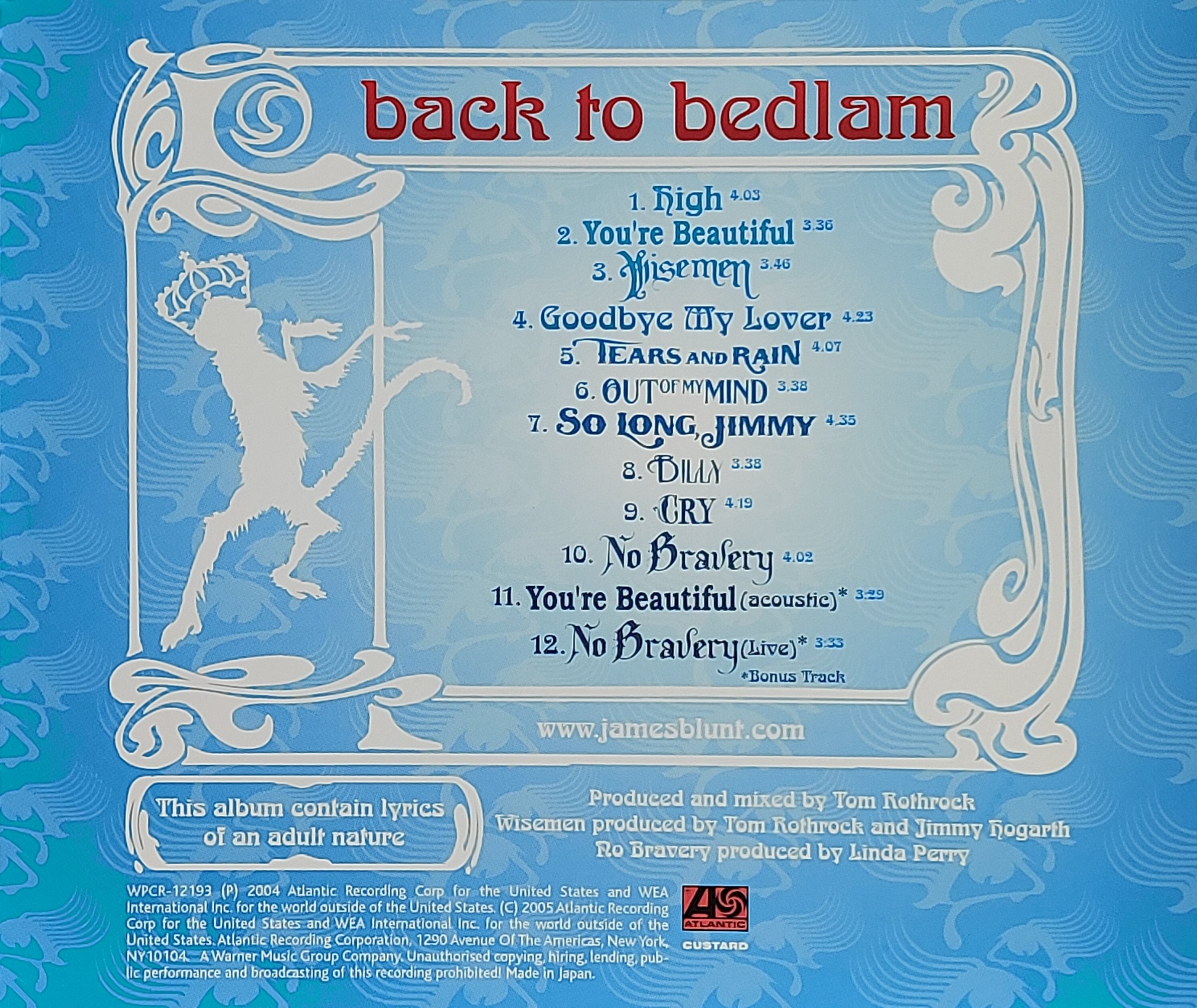 Used CD,James Blunt - Back To Bedlam (C)(2004)(Japan)
