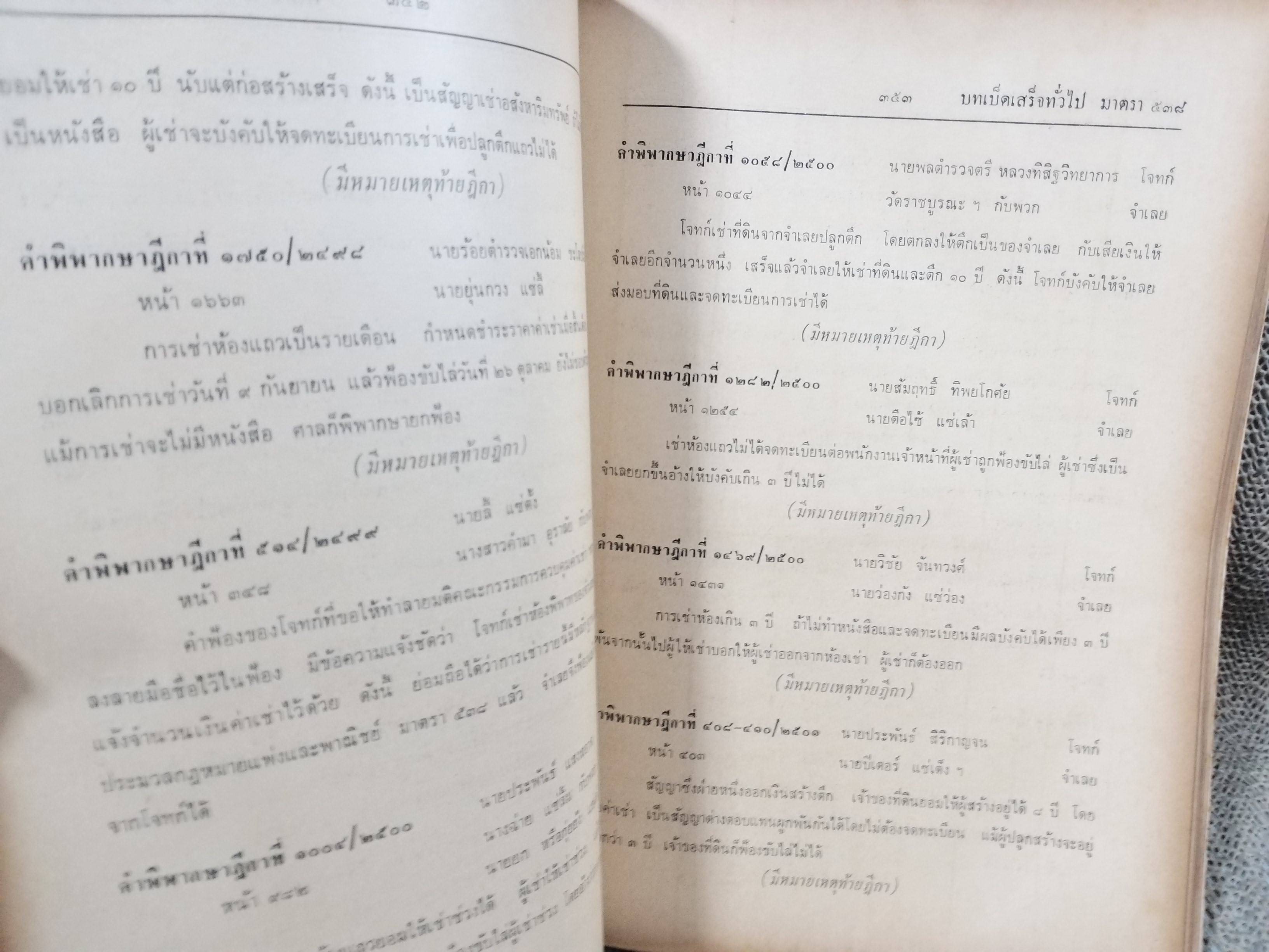 หนังสือ ย่อข้อกฎหมายจากคำพิพากษาฎีกา ประมวลกฎหมายแพ่งและพาณิชย์ บรรพ3ตอน1 ซื้อขาย แลกเปลี่ยน ให้ เช่าทรัพย์ เช่าซื้อ เริ่มแต่ พ.ศ. 2485