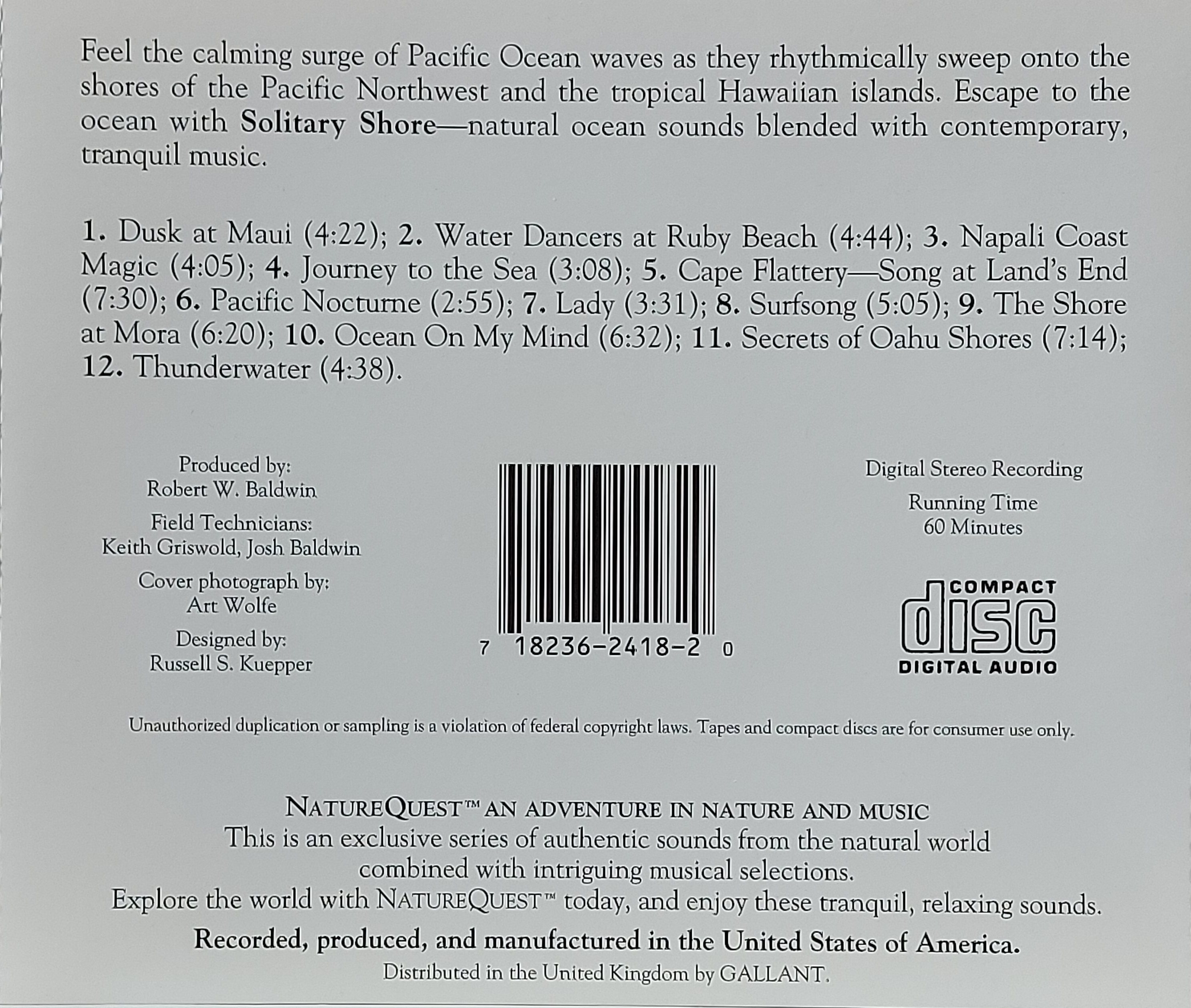 Used CD,NatureQuest - An Adventure In Nature And Music Solitary Shore (A+)(instrumental)(1994)(USA)