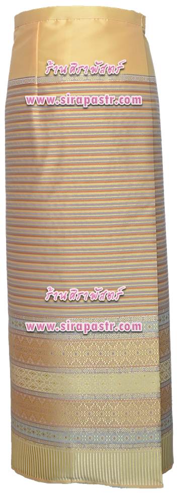 ผ้าถุงป้ายข้าง-ผ้าไหมฯ สีเหลือง (เอวใส่ได้ถึง 32 นิ้ว) *รายละเอียดในหน้าสินค้า