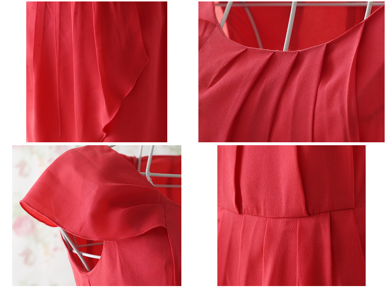 **พร้อมส่ง**เดรสชีฟองสีแดง จับจีบช่วงอก เพิ่มดีเทลระบายช่วงเอว สวยมากๆค่ะ