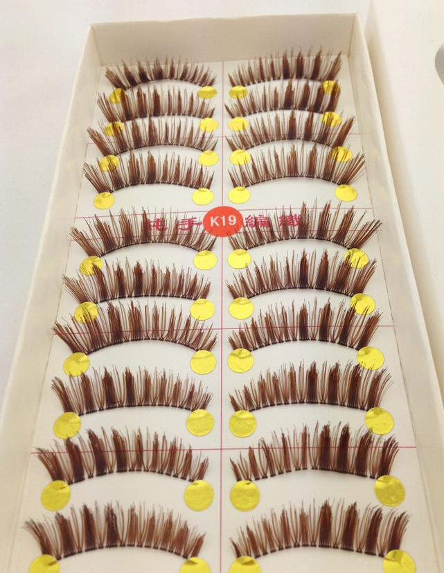 V-K19 ขนตาปลอม(ราคาส่ง)สีน้ำตาล ขั้นต่ำ 15 เเพ็ค คละเเบบได้