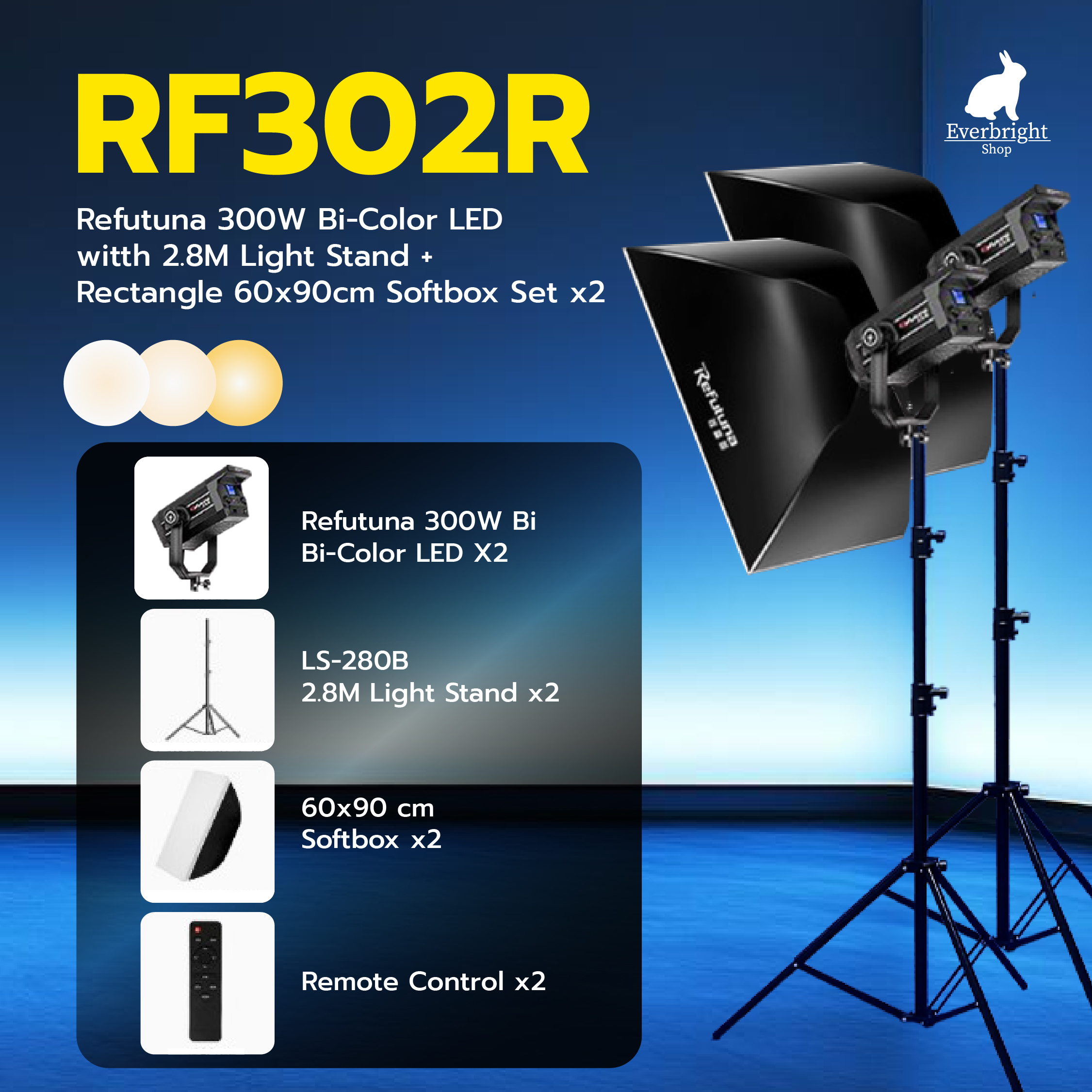 ชุดไฟ Refutuna 300Watt Bi-Color Set 2X