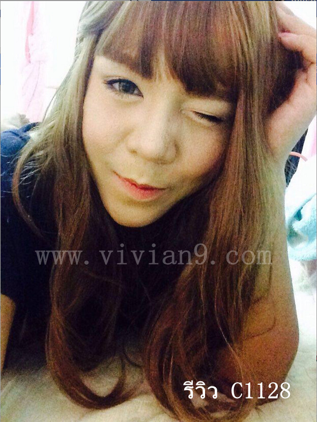 C1128 วิกผมลอนปลายระดับหน้าอก เเสกกลางมีหนังศรีษะ ผมม้า