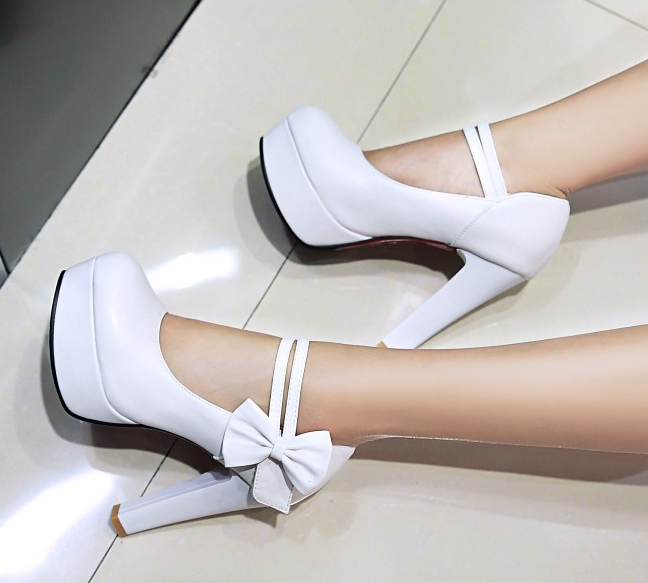รองเท้าส้นสูงคัดชูน่ารักๆสีฟ้า/ขาว/ชมพู/ดำ ไซต์ 34-39