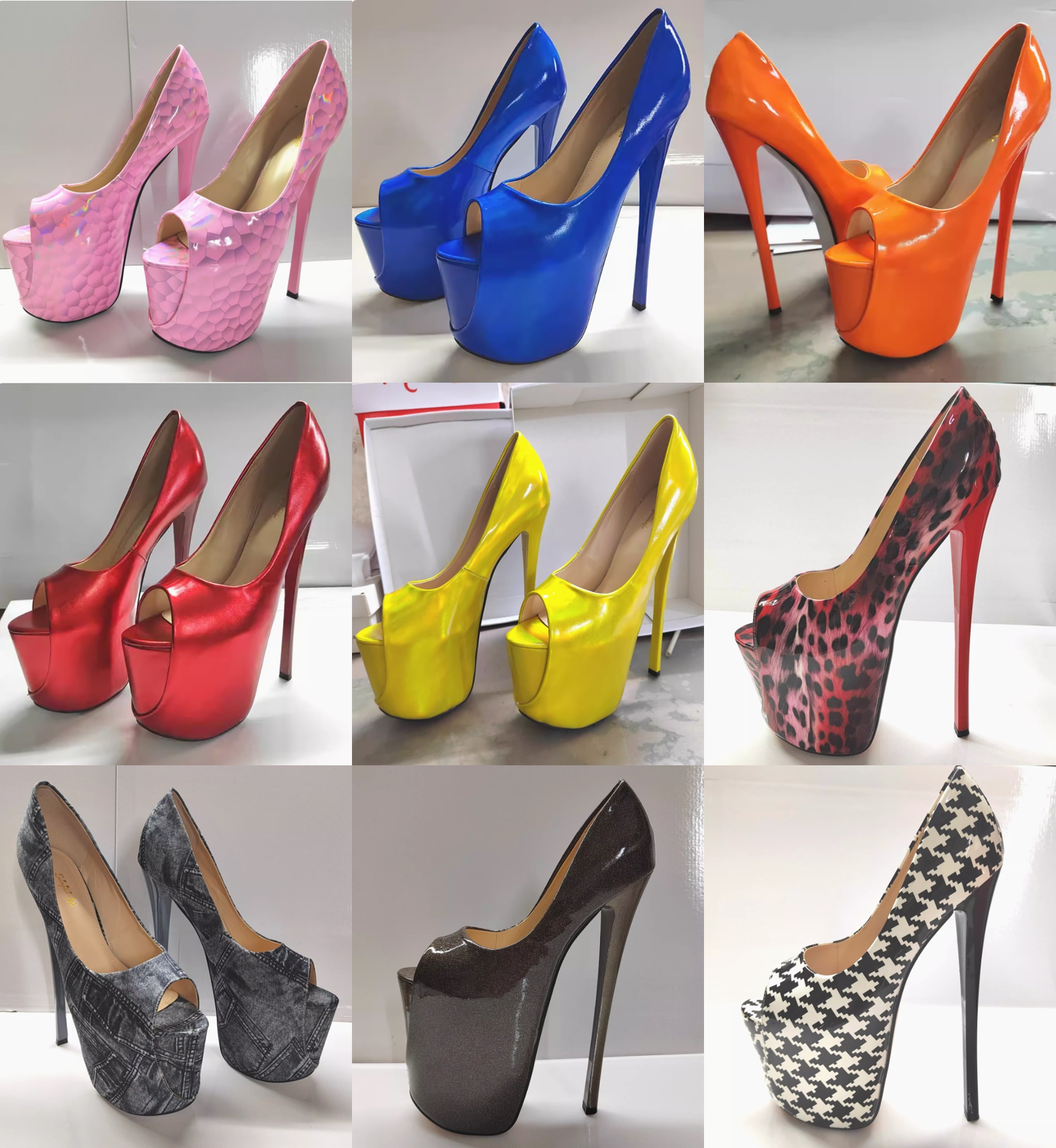 รองเท้าส้นสูง 8.8 นิ้ว งานคัทชูเปิดหน้า ไซส์ 34-46 มี 9 สี
