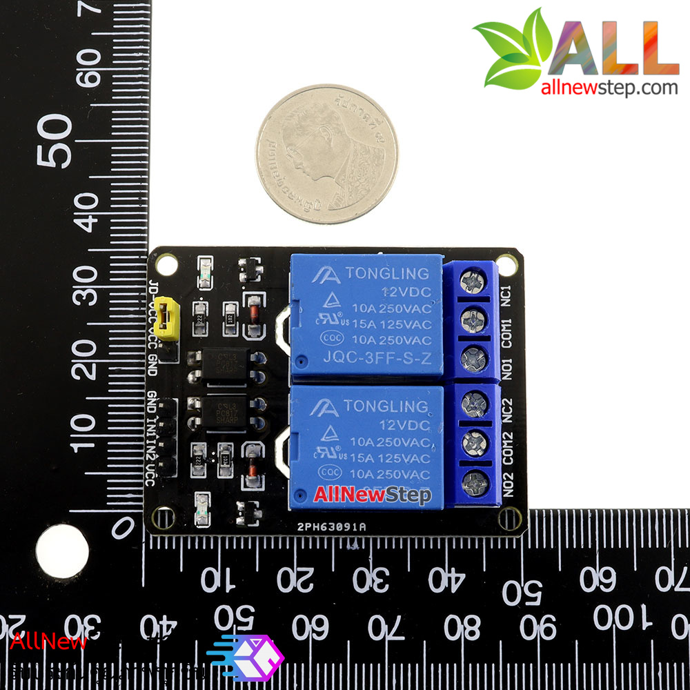 โมดูล รีเลย์ 2-Channel relay 12V relay 2 ช่อง isolation control Relay Module Shield Active Low