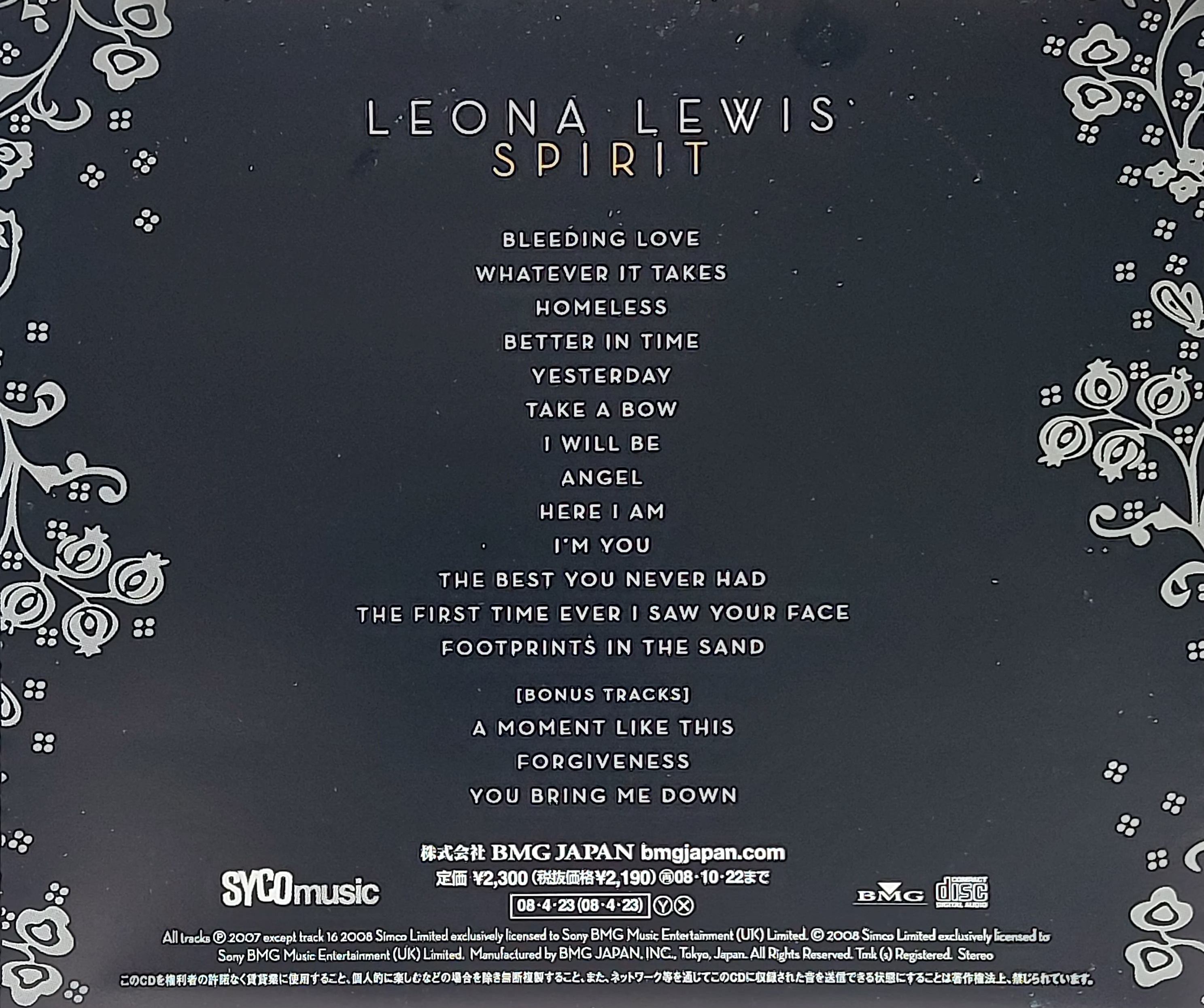 Used CD,Leona Lewis - Spirit (A)(2008)(Japan)